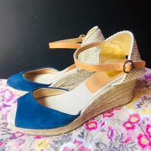 Cute Blue leather Espadrilles Sz.8 by Kanna